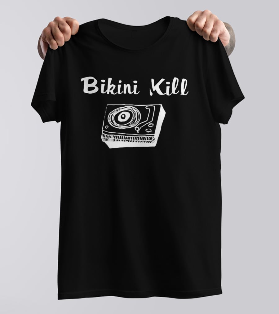 Bikini Kill Record Player Punk Rock Minimalist Line Drawing Band Music T-Shirt