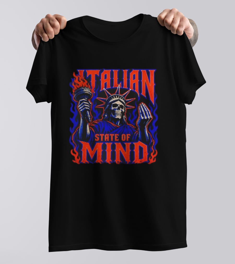Italian State Of Mind Skeleton Statue Of Liberty New York Knicks T-Shirt