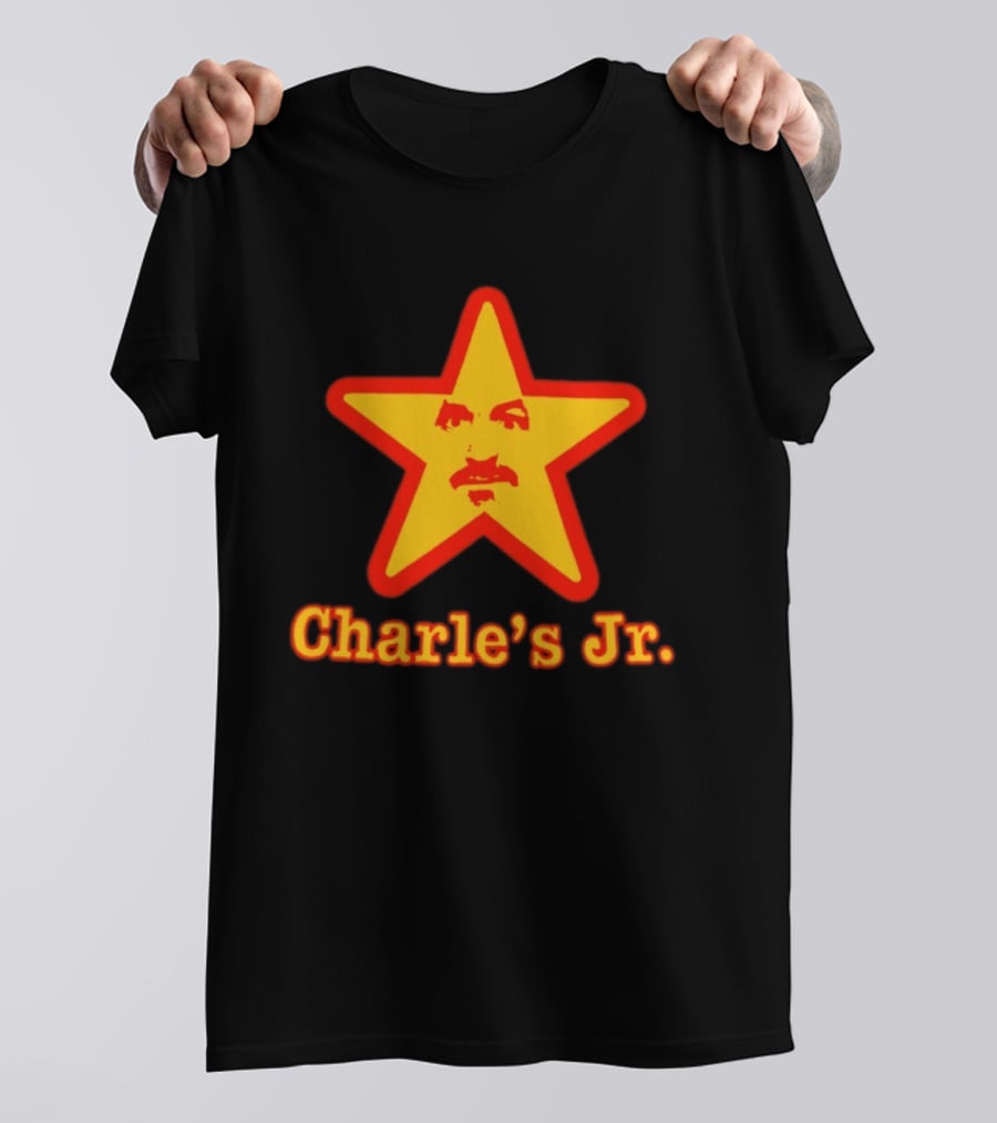 Charle's Jr Star Retro Iconic Face In Yellow Star T-Shirt