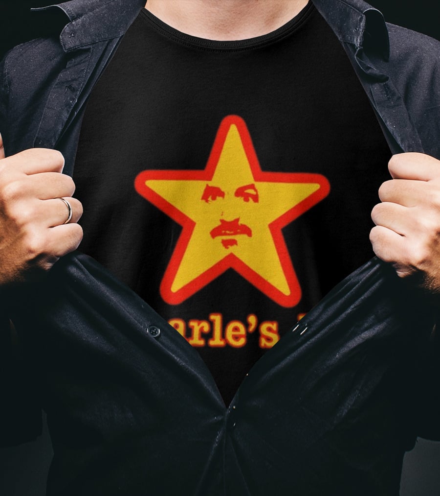 Charle's Jr Star Retro Iconic Face In Yellow Star T-Shirt