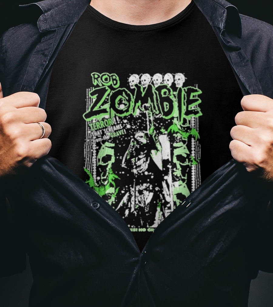 Rob Zombie Neon Green Skeletons Terror From The Grave T-Shirt