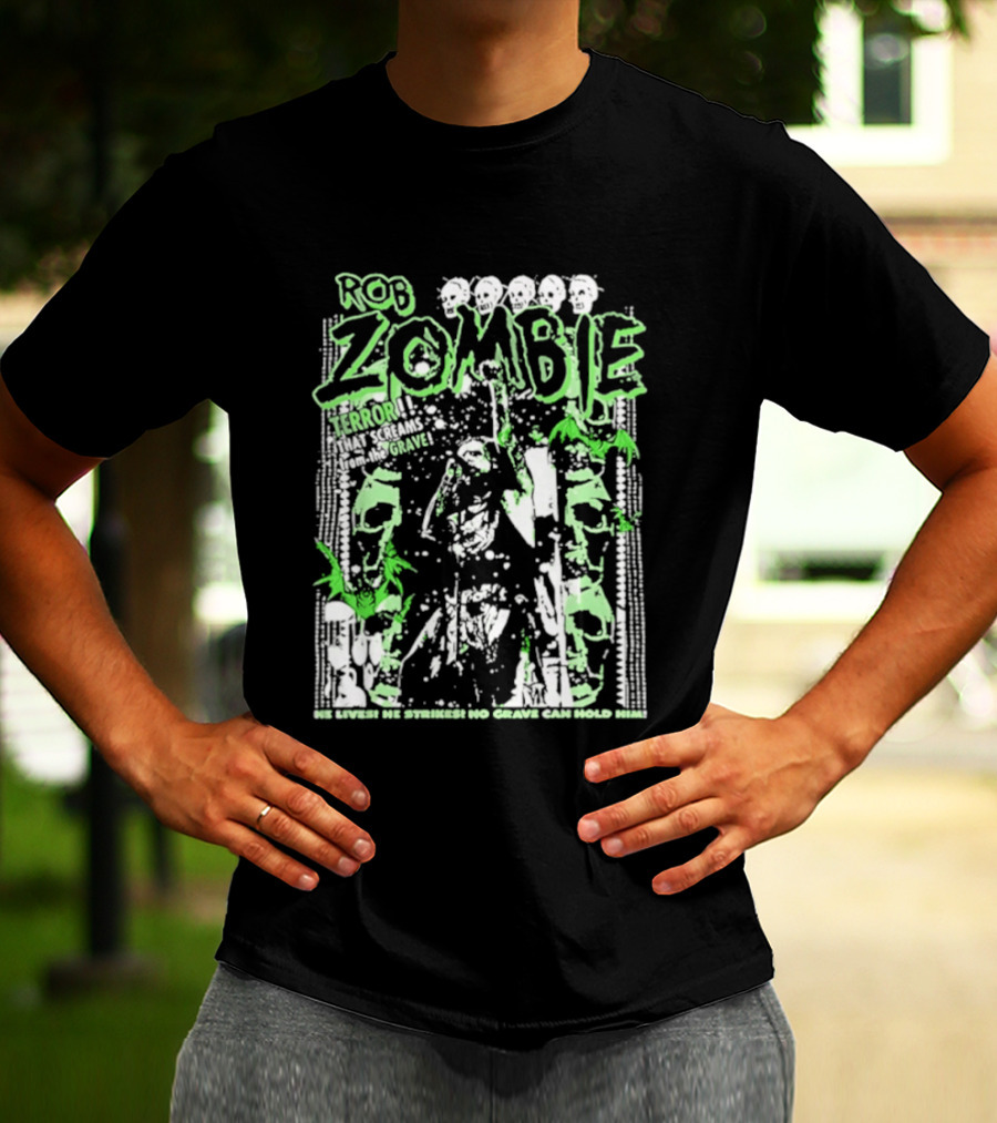 Rob Zombie Neon Green Skeletons Terror From The Grave T-Shirt