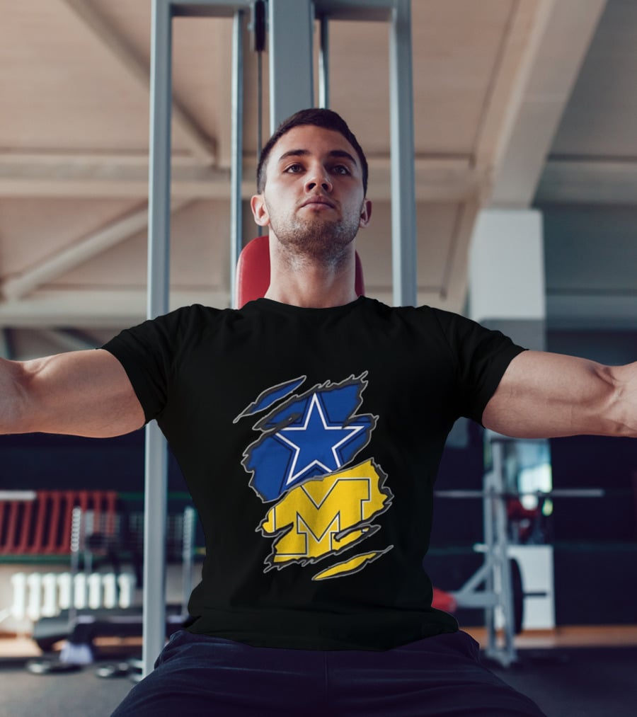 Dallas Cowboys Michigan Wolverines Two Teams One Heart T-Shirt