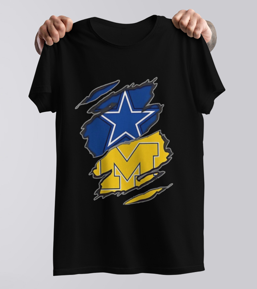 Dallas Cowboys Michigan Wolverines Two Teams One Heart T-Shirt