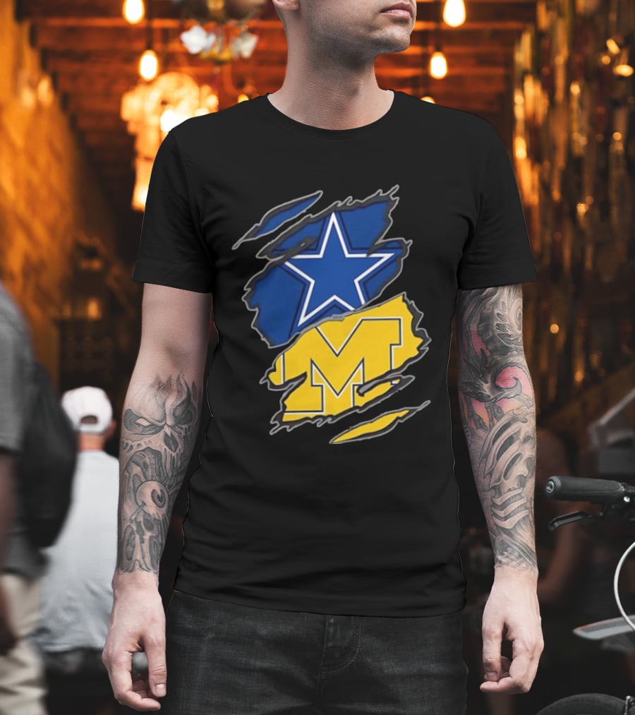 Dallas Cowboys Michigan Wolverines Two Teams One Heart T-Shirt