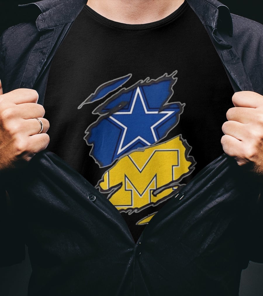 Dallas Cowboys Michigan Wolverines Two Teams One Heart T-Shirt