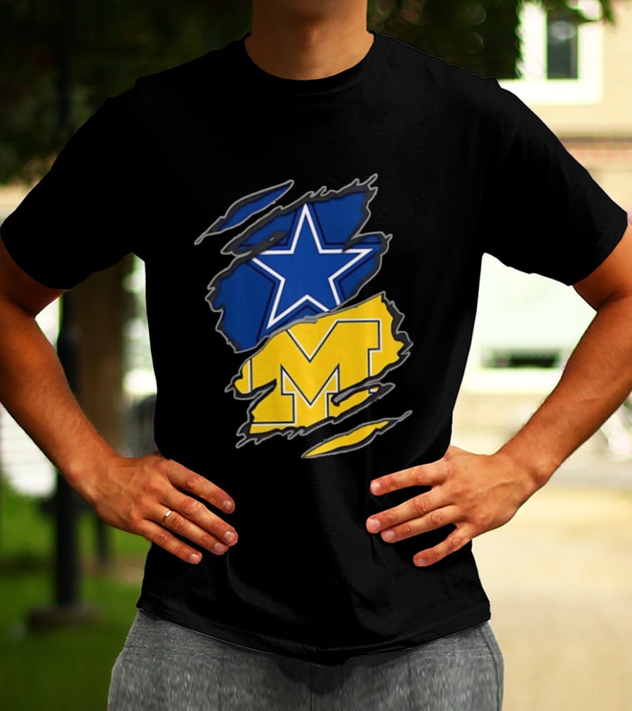 Dallas Cowboys Michigan Wolverines Two Teams One Heart T-Shirt