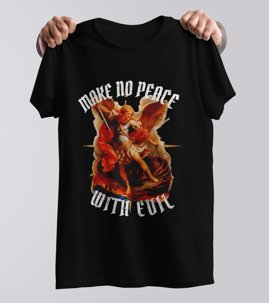 Make No Peace With Evil Angelic Warrior With Sword And Wings T-Shirt