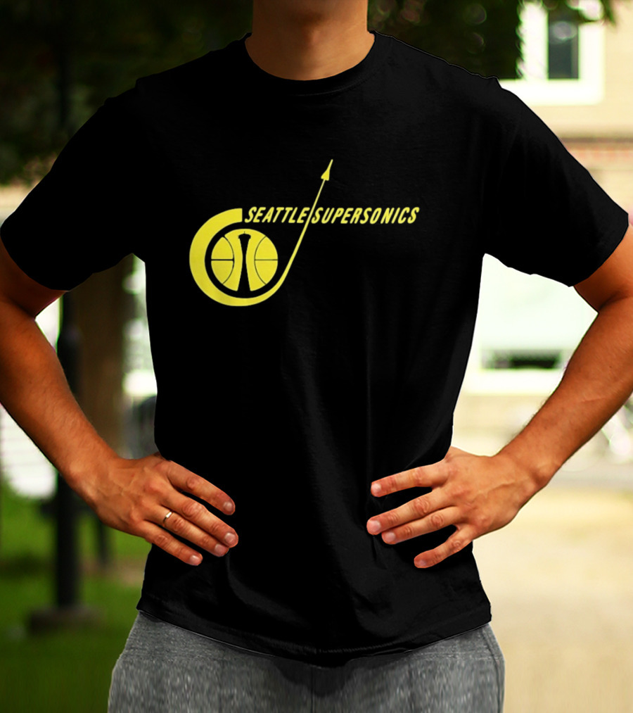 Seattle SuperSonics Basketball Space Needle Icon Yellow T-Shirt