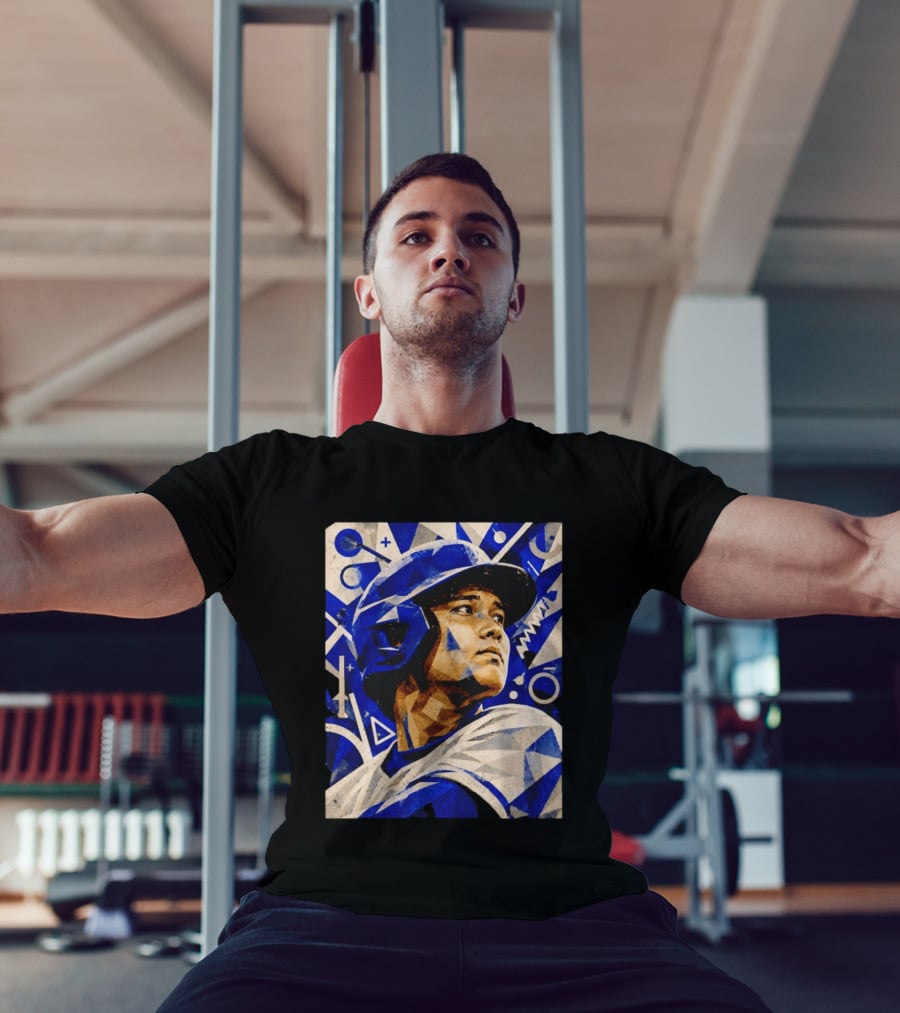 Shohei Ohtani Los Angeles Dodgers Geometric Blue Abstract Baseball T-Shirt