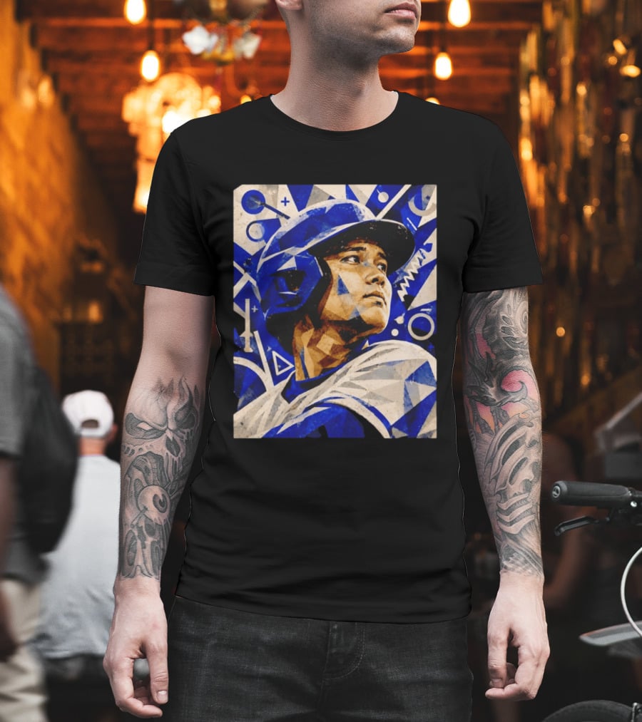 Shohei Ohtani Los Angeles Dodgers Geometric Blue Abstract Baseball T-Shirt