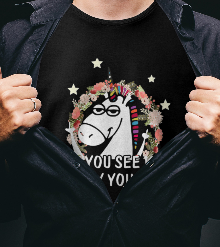 Unicorn Eff You See Kay Why Oh You Floral Stars T-Shirt