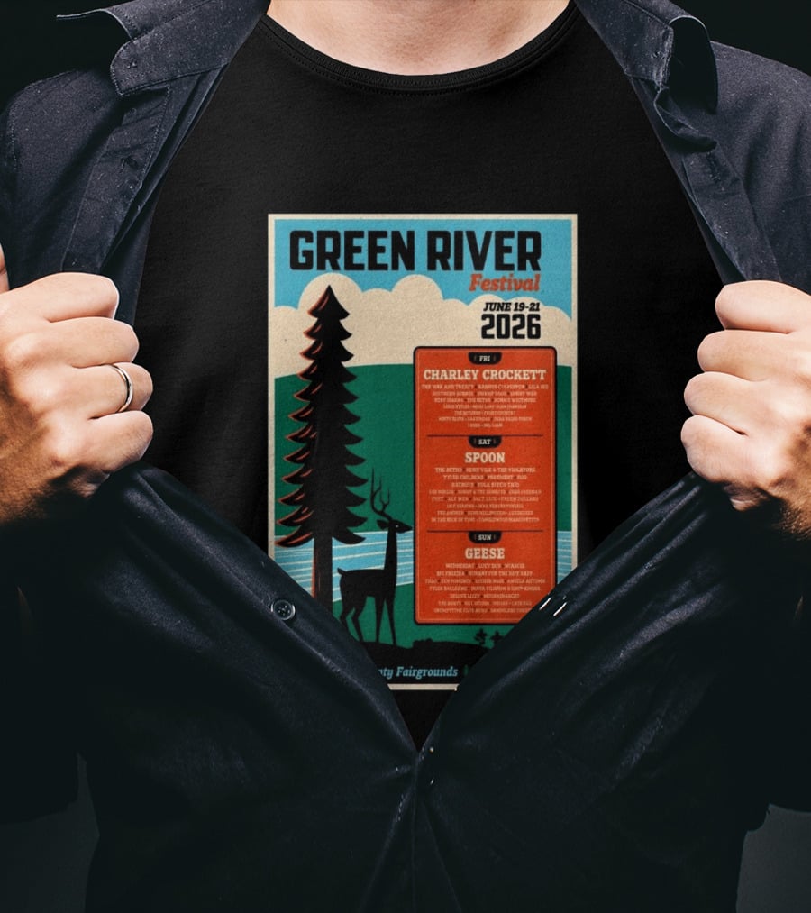 Green River Festival June 19 21 2026 Franklin County Fairgrounds Greenfield MA Featuring Charley Crockett Spoon Geese T-Shirt