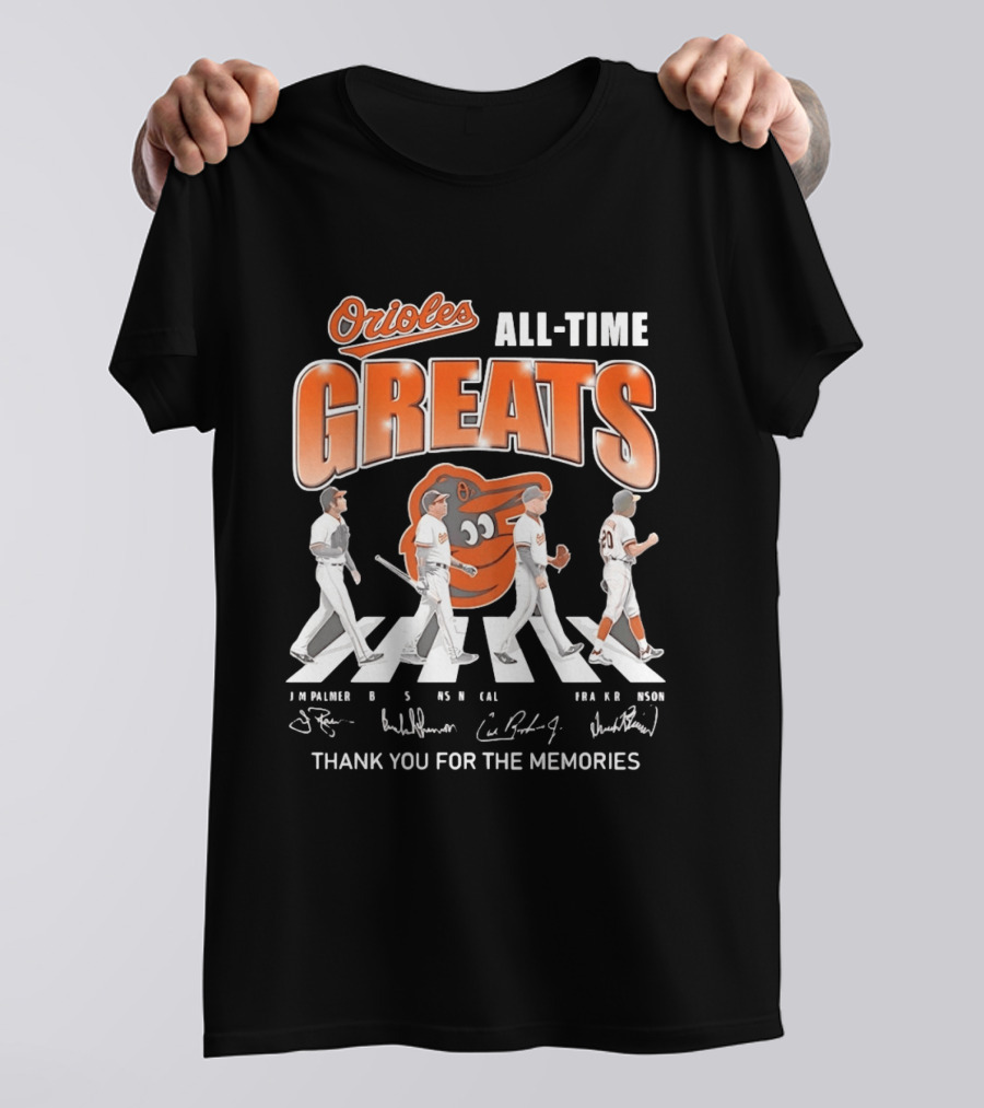 Orioles All Time Greats Thank You For The Memories Baseball Legends Abbey Road T-Shirt