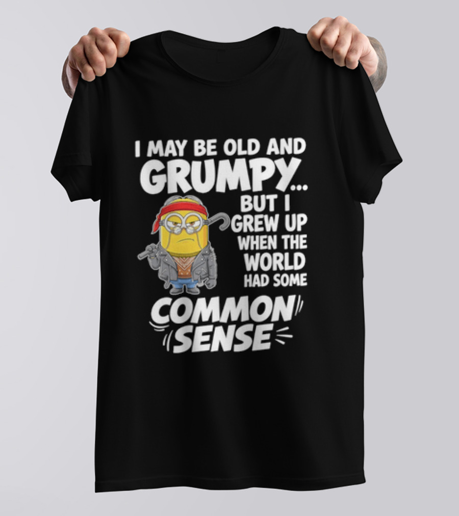 Dave The Minion I May Be Old And Grumpy But I Grew Up When The World Had Some Common Sense T-Shirt