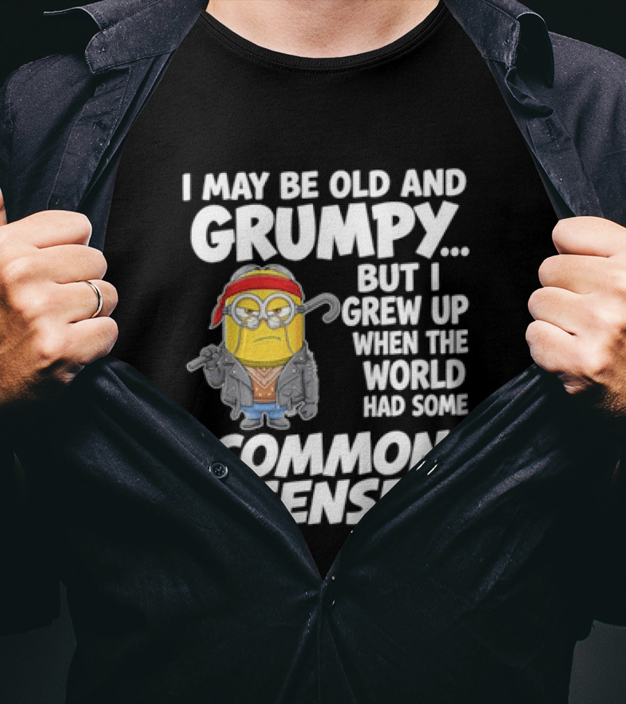 Dave The Minion I May Be Old And Grumpy But I Grew Up When The World Had Some Common Sense T-Shirt