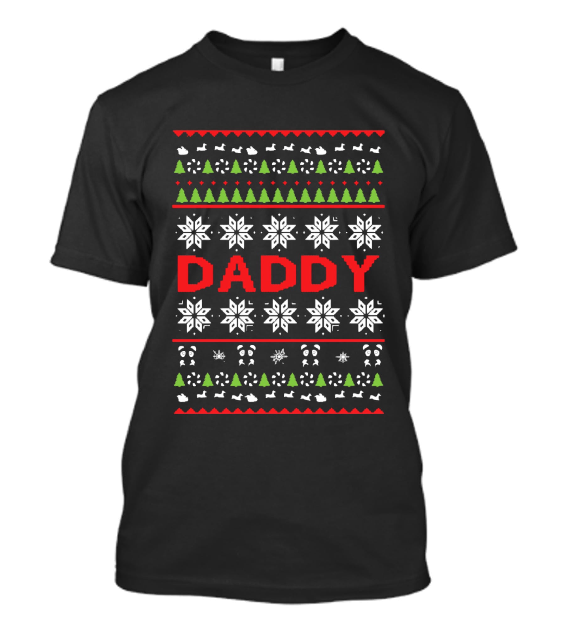 Daddy Ugly Christmas Snowflakes And Trees T-Shirt