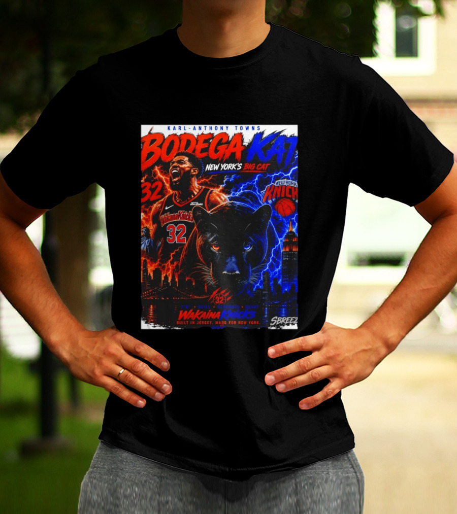 Bodega KAT Karl Anthony Towns Wakaina Knicks 2026 New York's Big Cat 32 T-Shirt