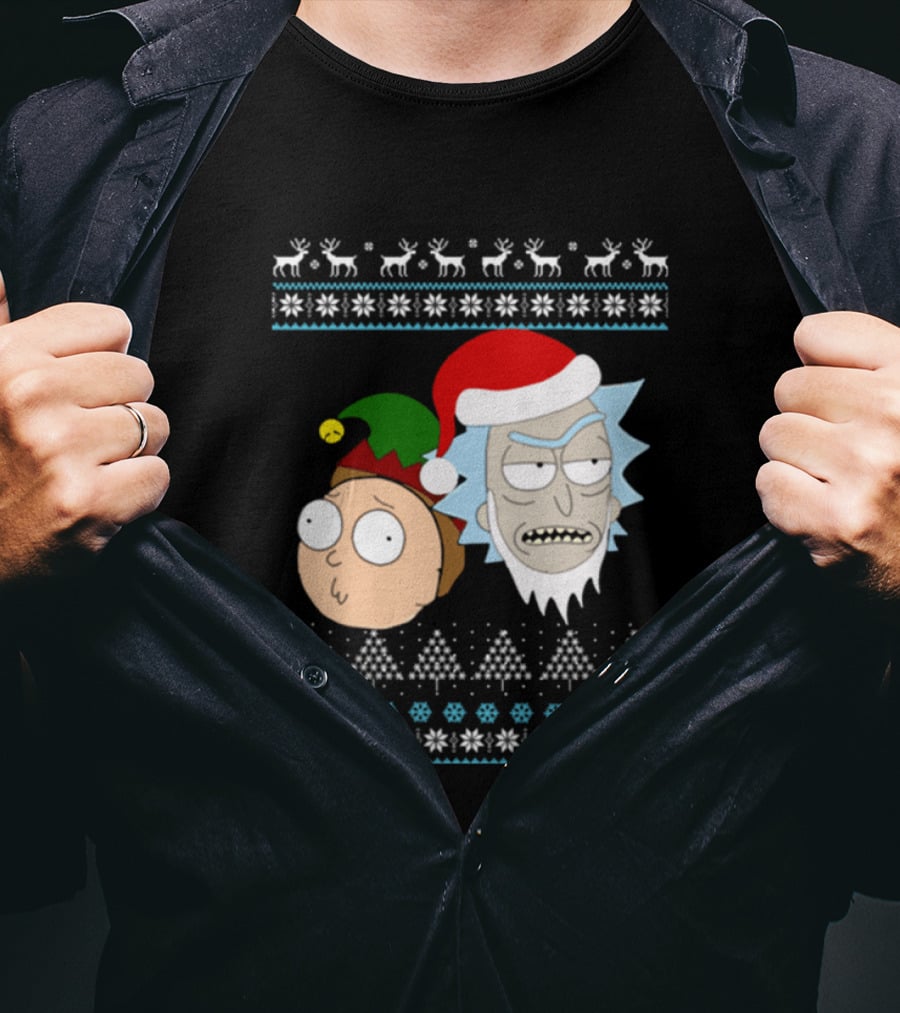 Rick Santa Morty Elf Christmas Sweater T-Shirt