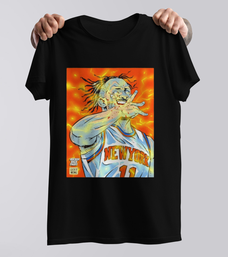 New York Knicks Jalen Brunson Comic Bite By Bocker Back Pages Lucky Mong T-Shirt