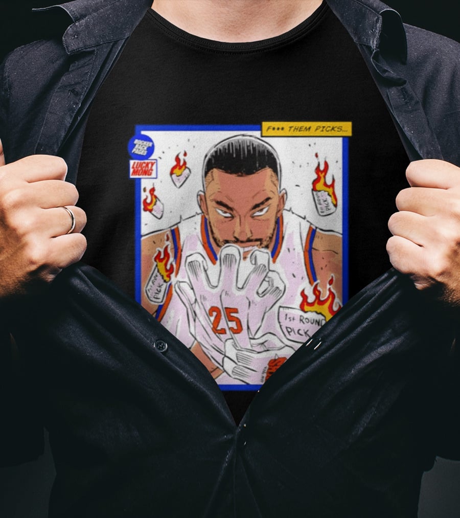 Lucky Mong Knicks Mikal Bridges Comic 25 Flames 1st Round Picks T-Shirt