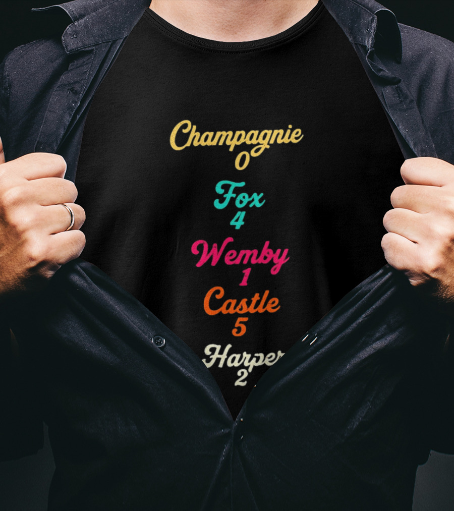 San Antonio Spurs Basketball Champagnie 0 Fox 4 Wemby 1 Castle 5 Harper 2 T-Shirt