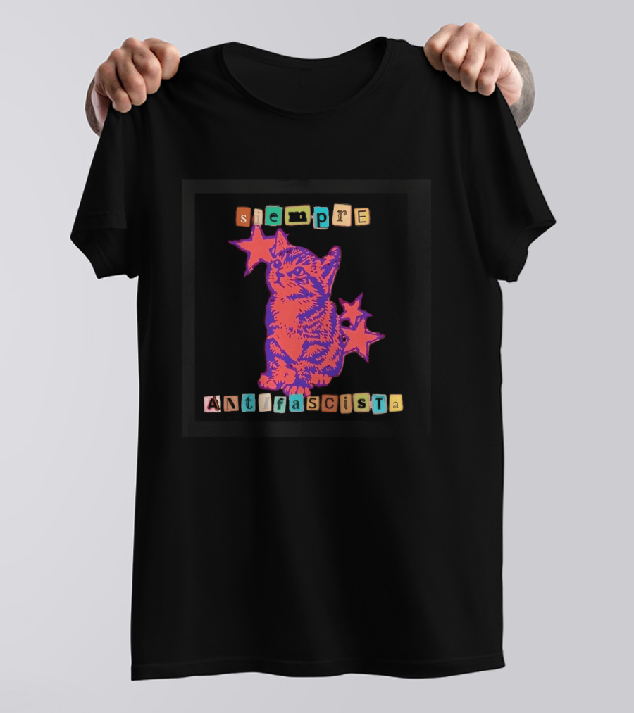 Siempre Antifascista Cat Star Blocks T-Shirt