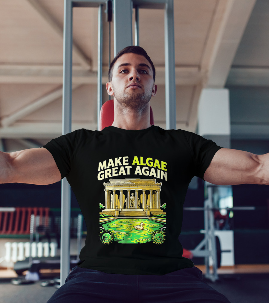 Make Algae Great Again Greek Temple Duck Pond Political Satire T-Shirt