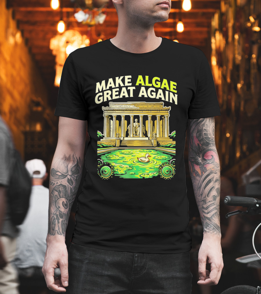 Make Algae Great Again Greek Temple Duck Pond Political Satire T-Shirt