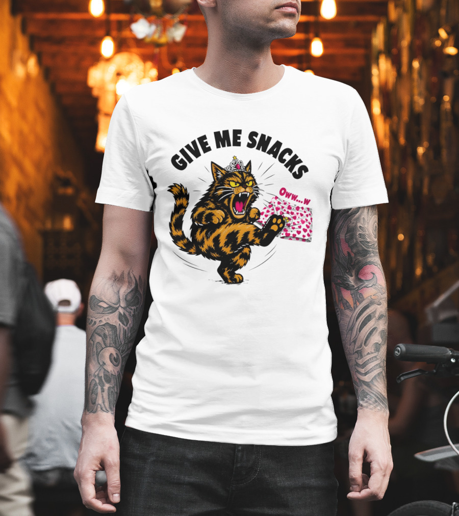 Cat Crown Give Me Snacks Owww W Wild Feline Fun T-Shirt