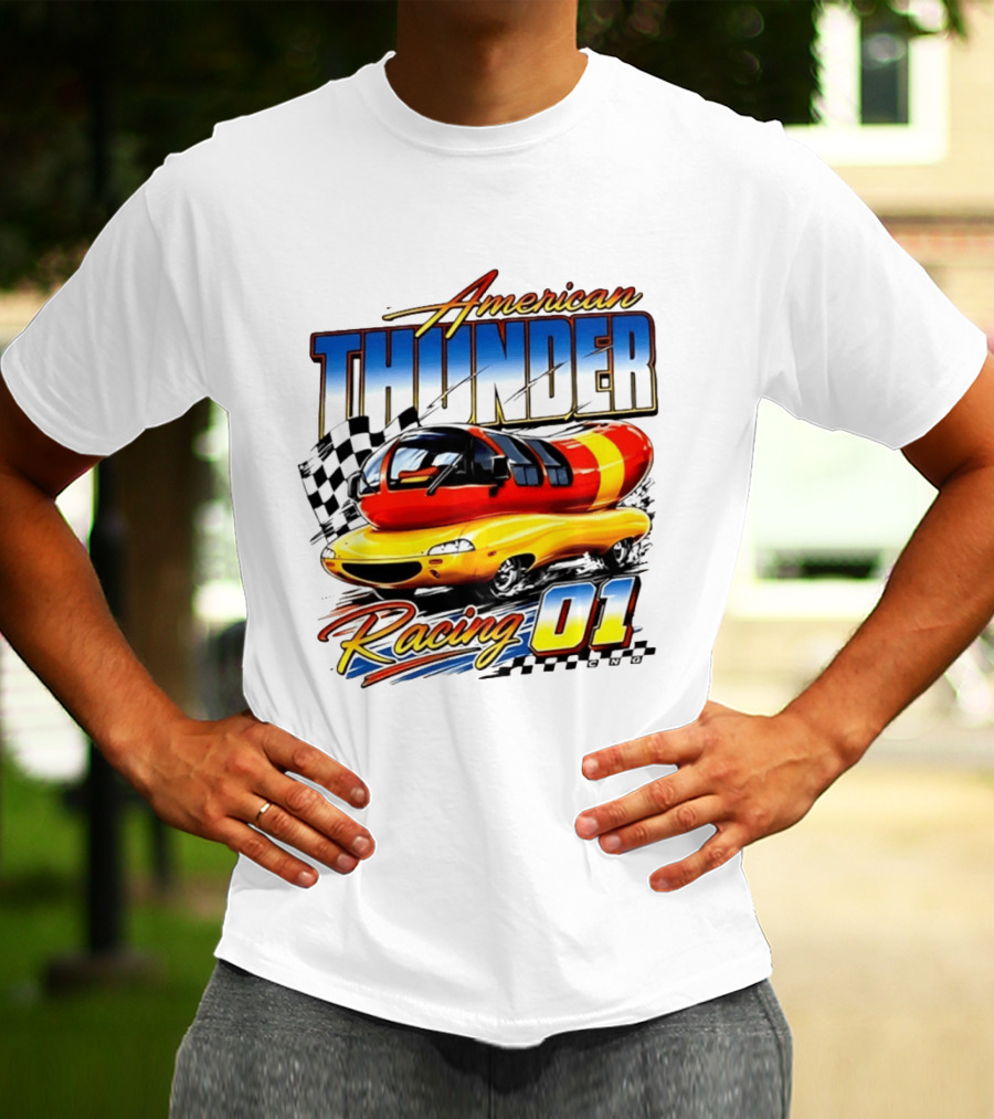 Oscar Mayer American Thunder Racing 01 Car Checkered Flag T-Shirt