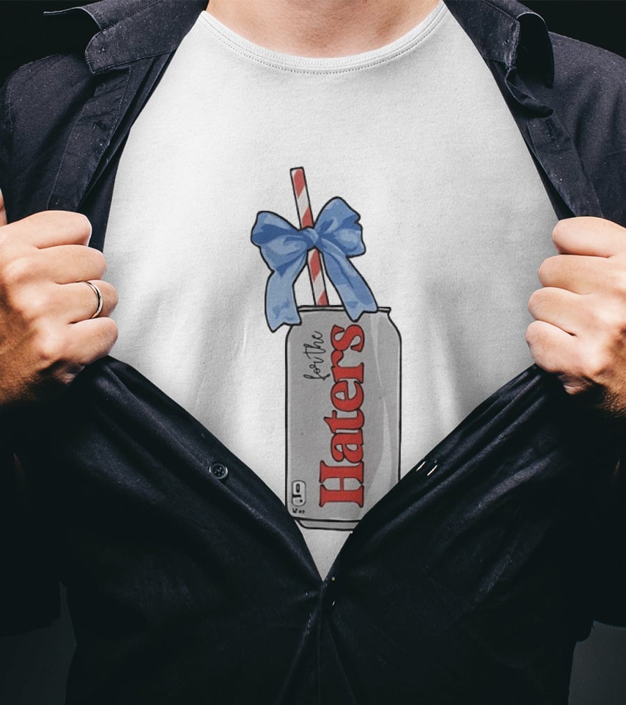 For The Haters Diet Coke Can With Blue Ribbon Bow And Straw T-Shirt