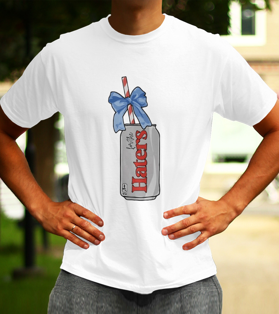 For The Haters Diet Coke Can With Blue Ribbon Bow And Straw T-Shirt
