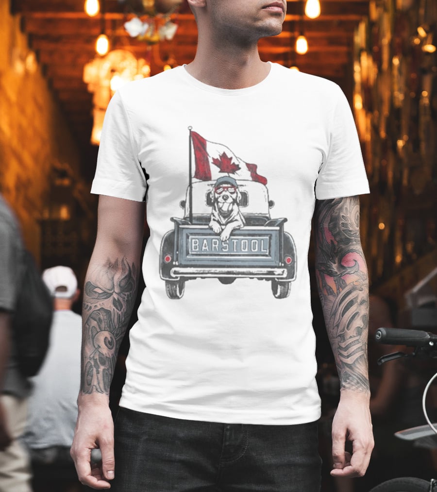 Barstool Truck Life Canadian Flag Dog T-Shirt