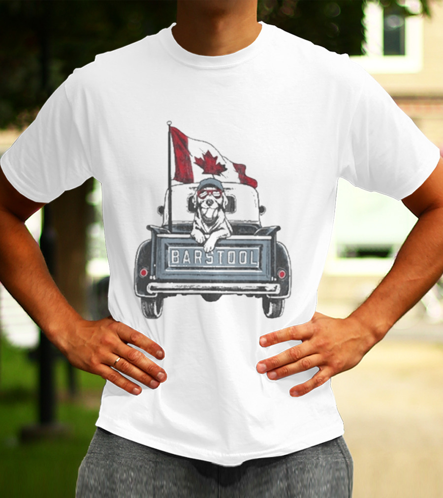 Barstool Truck Life Canadian Flag Dog T-Shirt