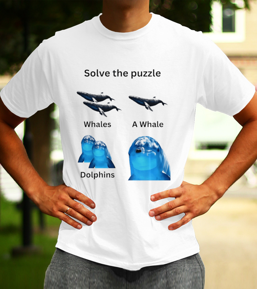Solve The Puzzle Whales A Whale Dolphins Wordplay T-Shirt