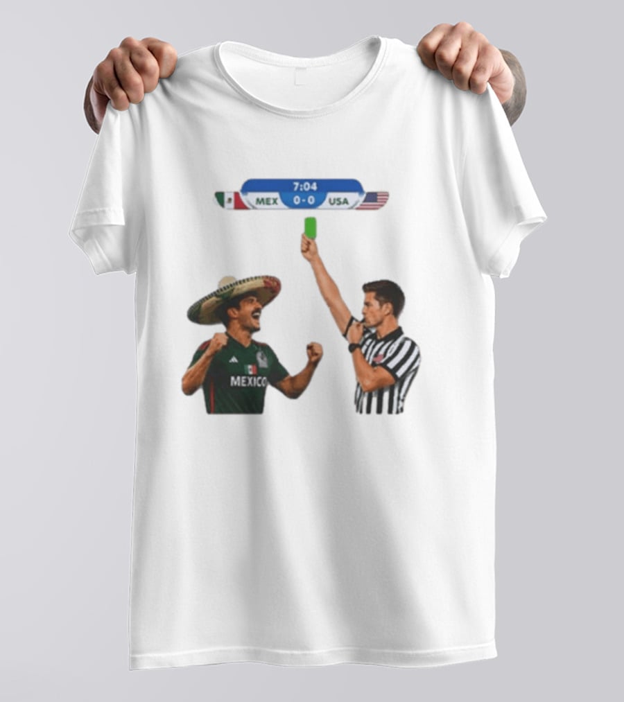 Mexico USA Soccer Rivalry Green Card Referee Moment T-Shirt