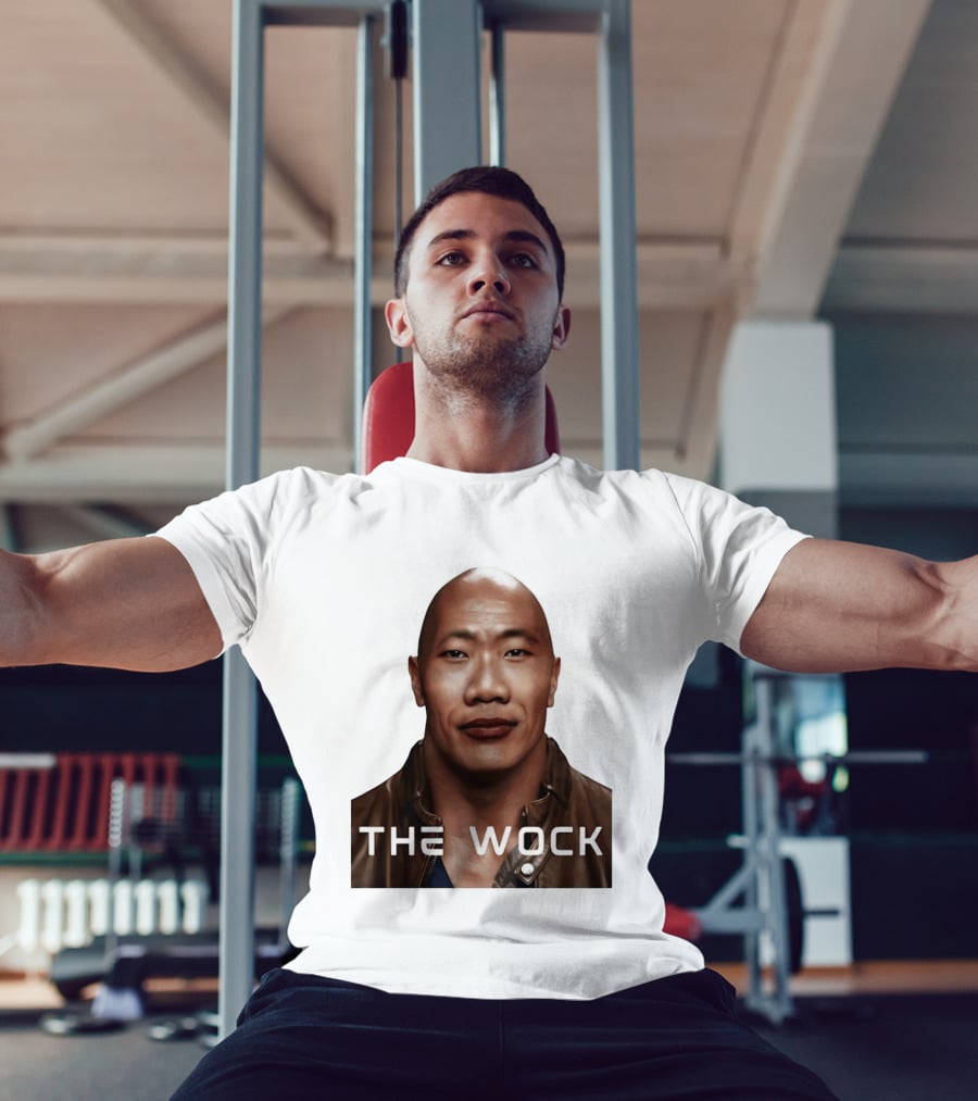 The Wock Parody Face Mashup The Rock And Wok T-Shirt