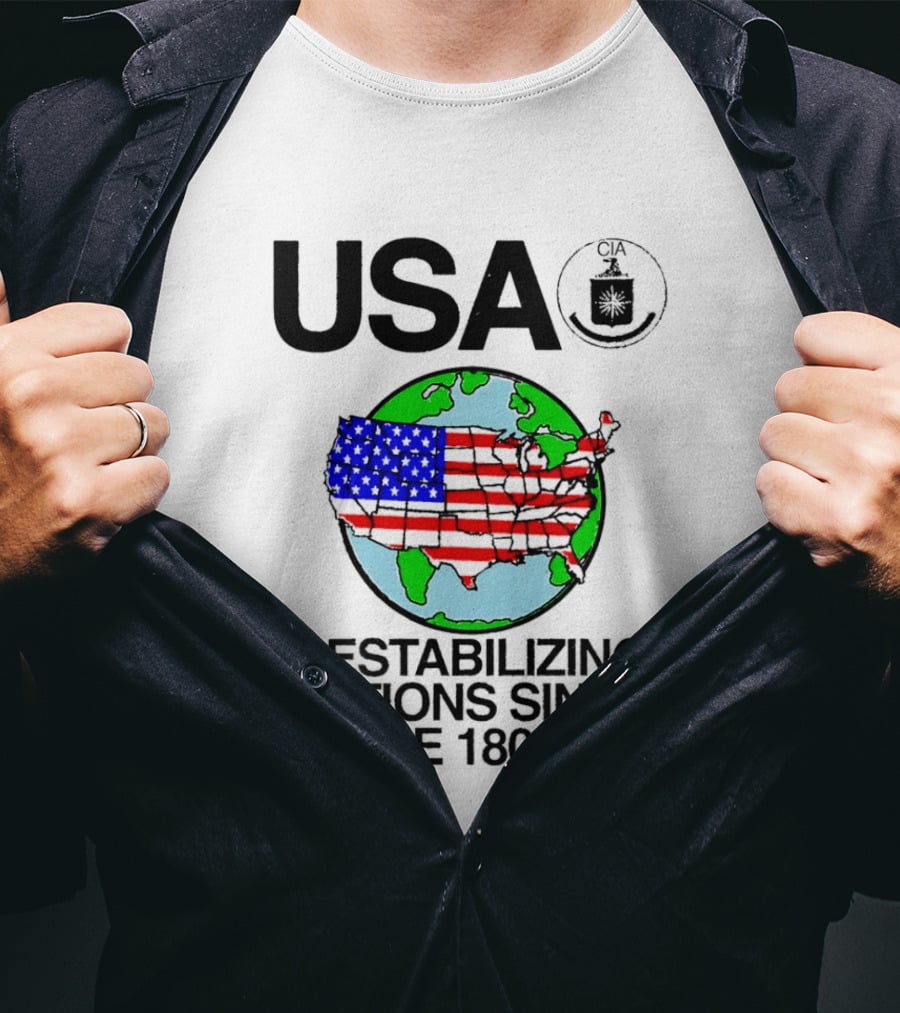 USA Destabilizing Nations Globe Map Theme Since The 1800s T-Shirt
