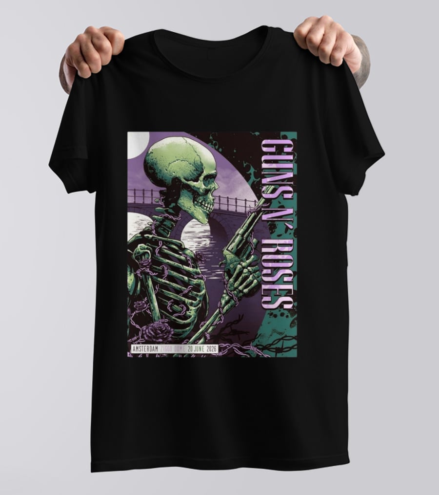 Guns N Roses Amsterdam Ziggo Dome 20 June 2026 Skeleton Bridge T-Shirt