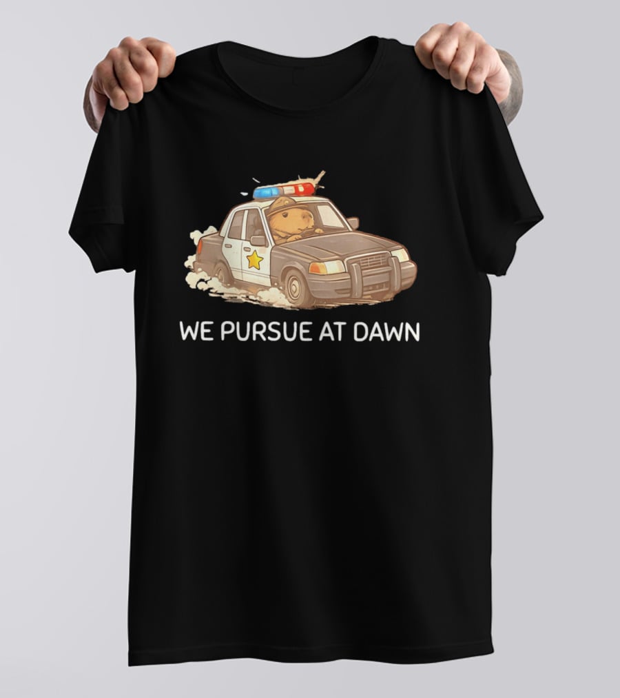 Capybara Police Car We Pursue At Dawn T-Shirt