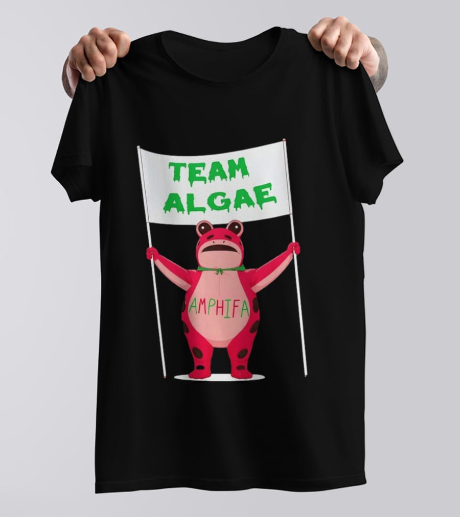 Team Algae Amphifa Frog Holding Banner T-Shirt