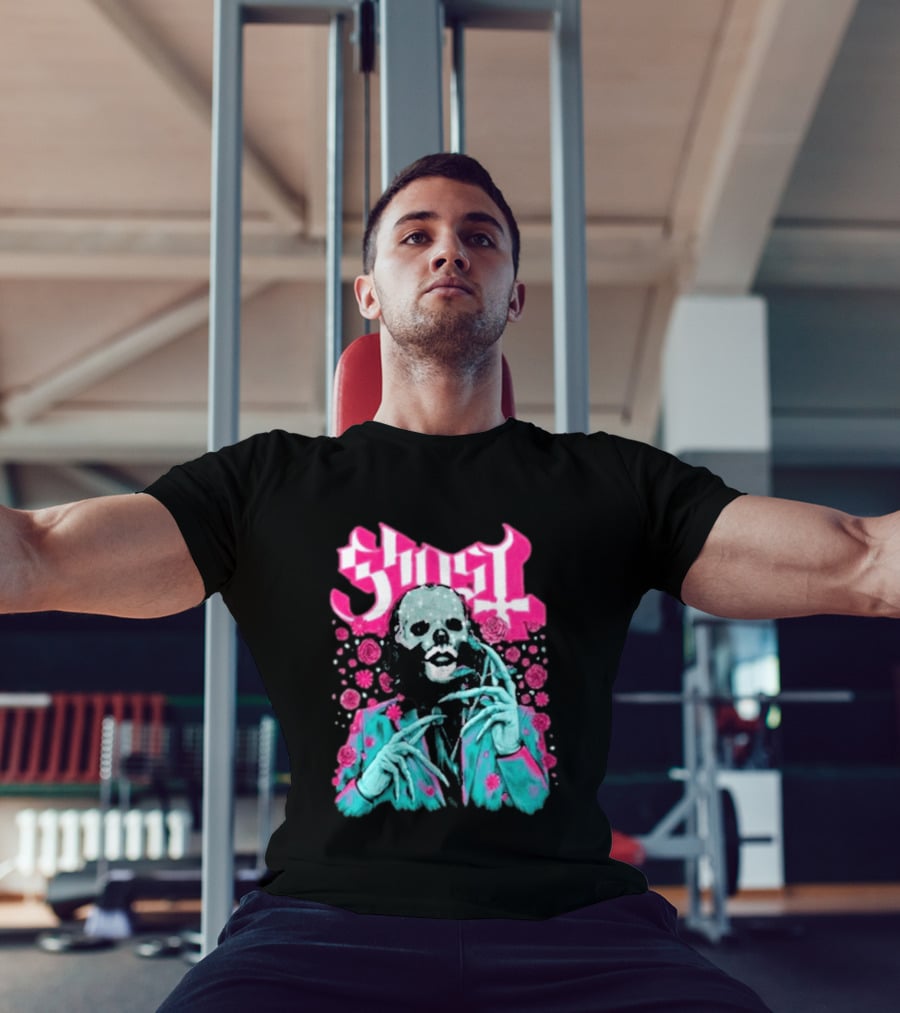Ghost Band Summer 2026 Exclusive Floral Lachryma Pink Roses Skull T-Shirt