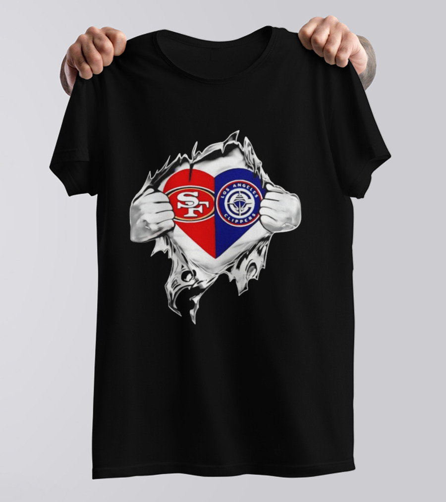 LA Clippers San Francisco 49ers Heart Scratch Dual T-Shirt
