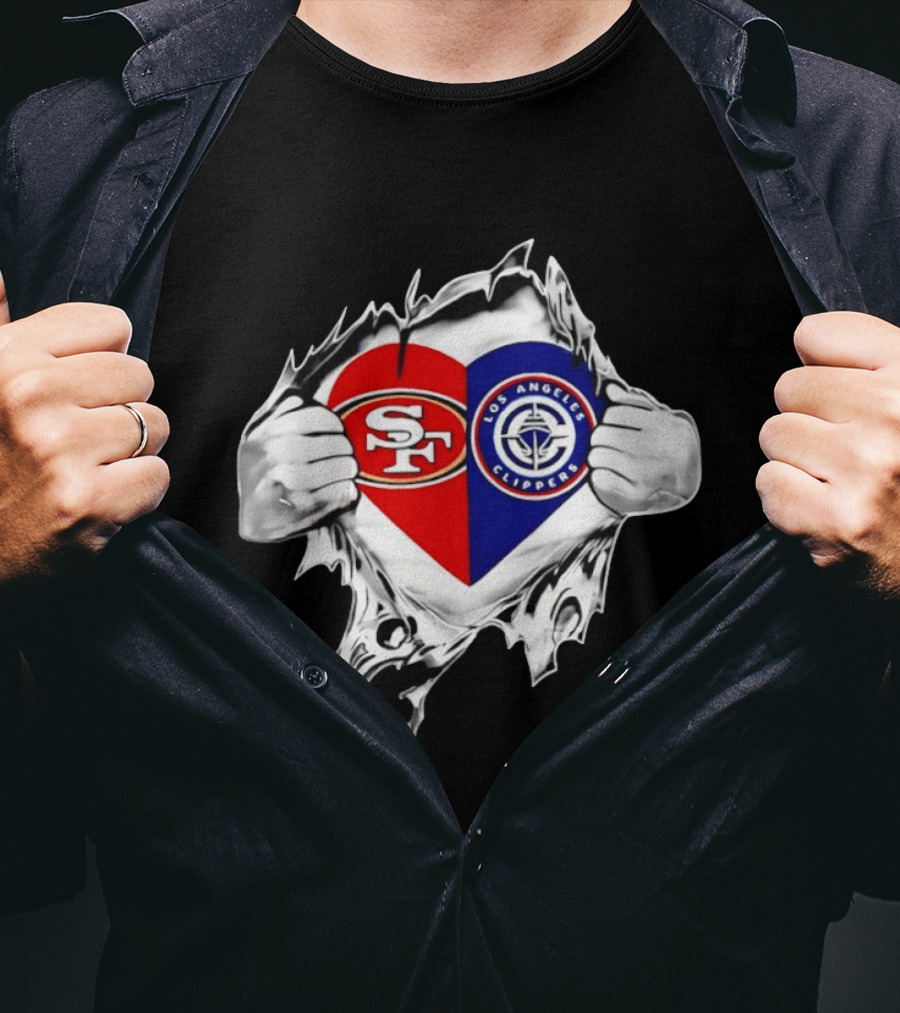 LA Clippers San Francisco 49ers Heart Scratch Dual T-Shirt