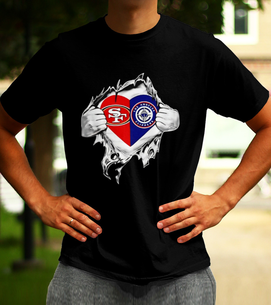 LA Clippers San Francisco 49ers Heart Scratch Dual T-Shirt