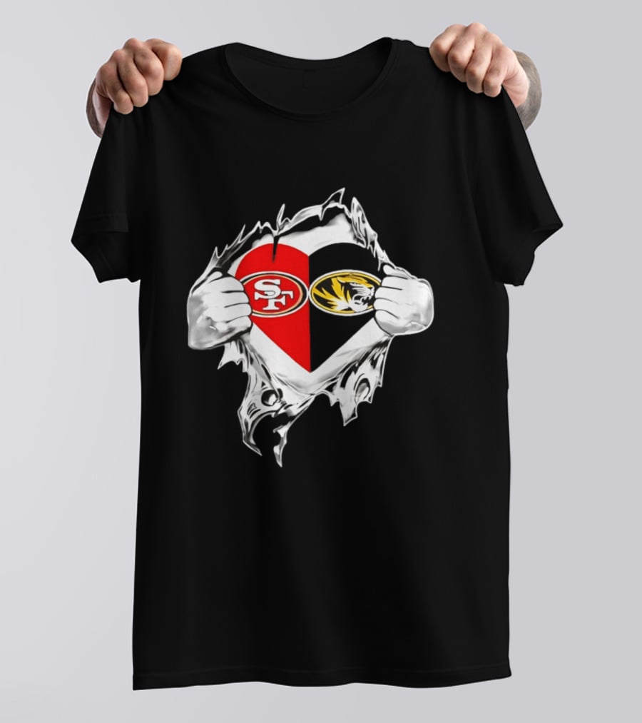Missouri Tigers San Francisco 49ers Heart Logo Fan Passion T-Shirt