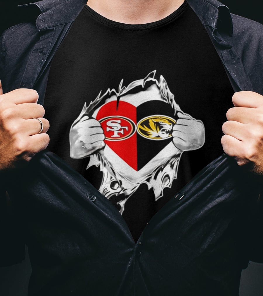 Missouri Tigers San Francisco 49ers Heart Logo Fan Passion T-Shirt