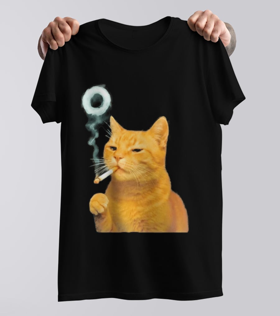 Smoking Cat With Cigarette And Smoke Ring T-Shirt