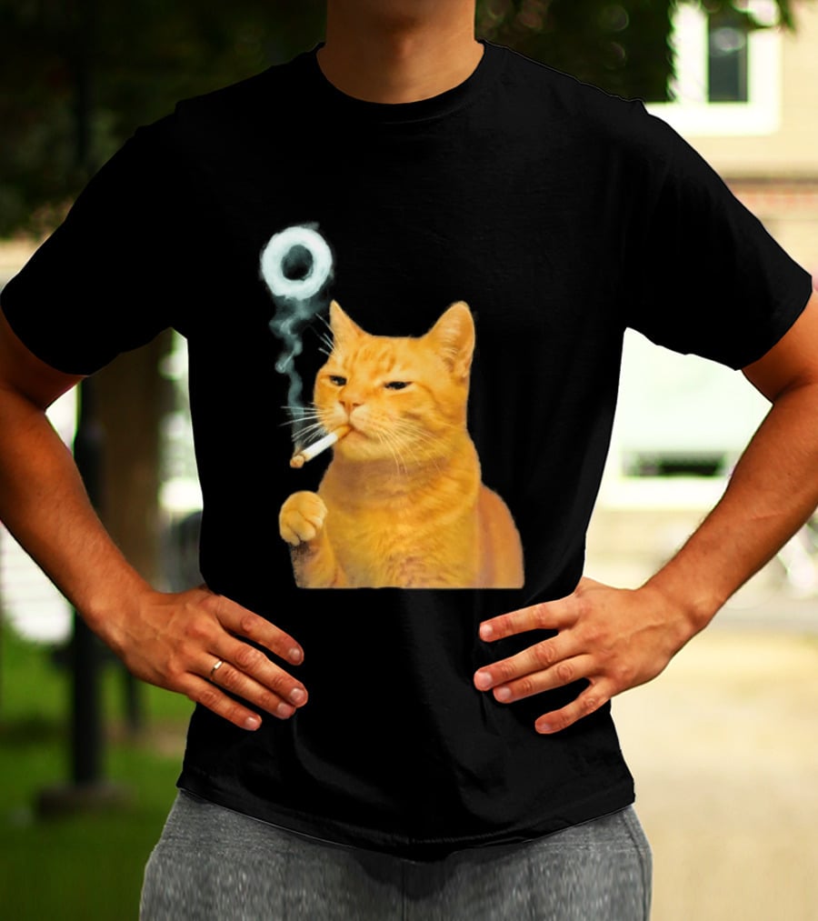 Smoking Cat With Cigarette And Smoke Ring T-Shirt